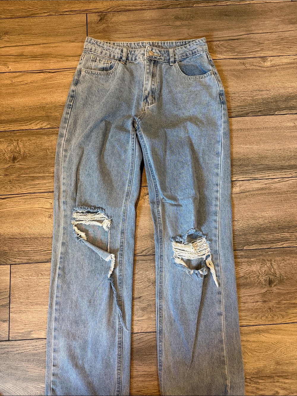 High-Waist Light Blue Distressed Women's Jeans